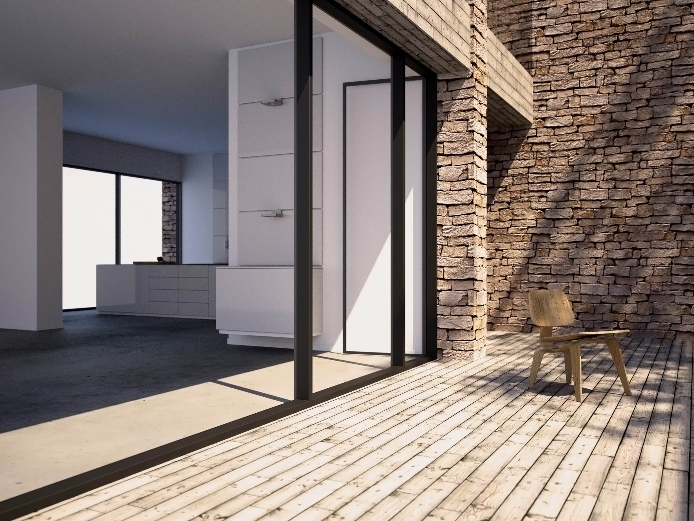 Timber,Pool,Deck,On,Modern,Home,Terrace,(3d,Render)